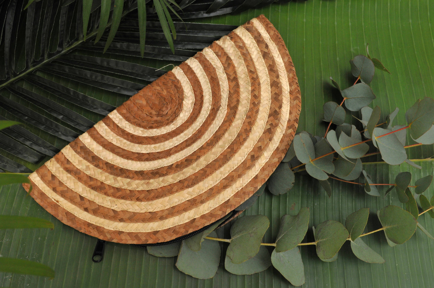 Half Moon Straw Clutch