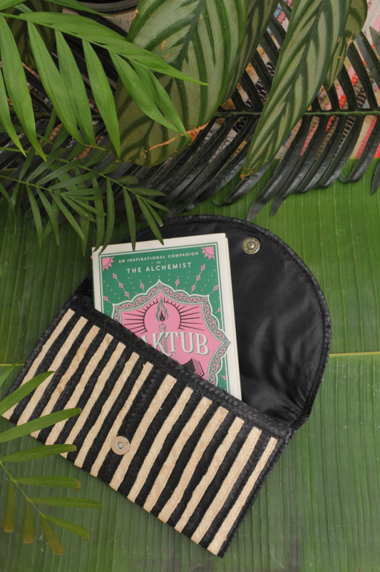 Black Straw Clutch Purse