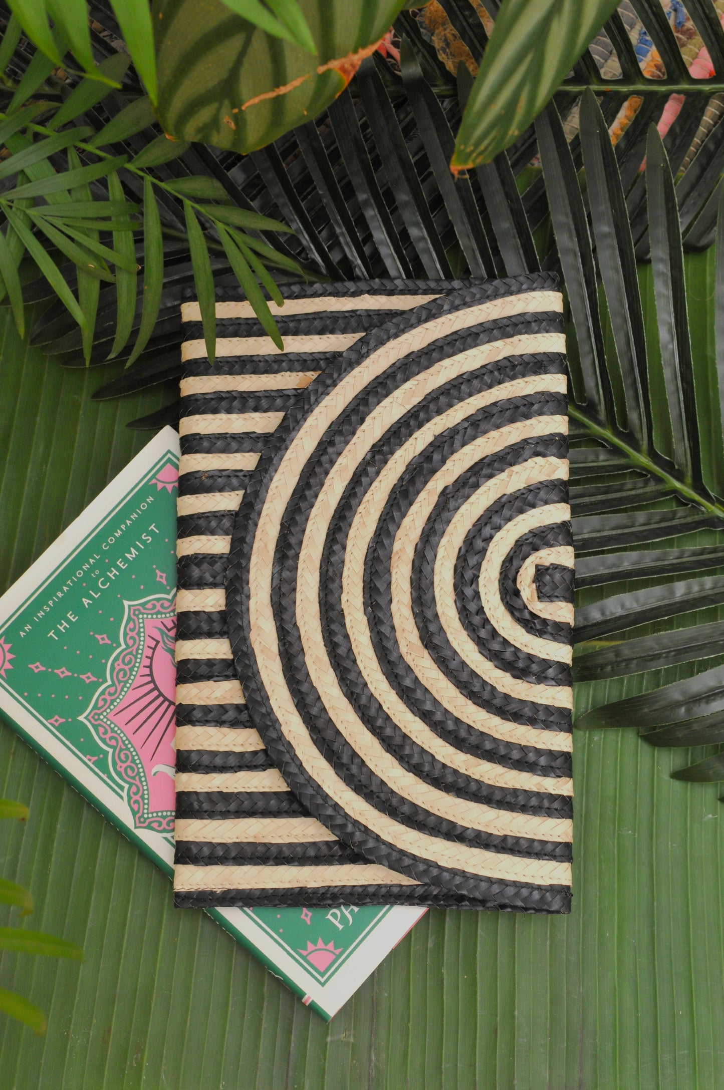 Black Straw Clutch Purse