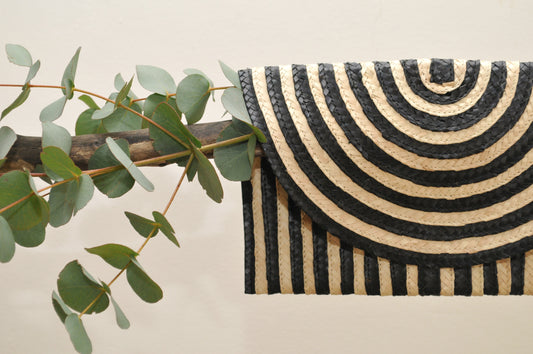 Black Straw Clutch Purse