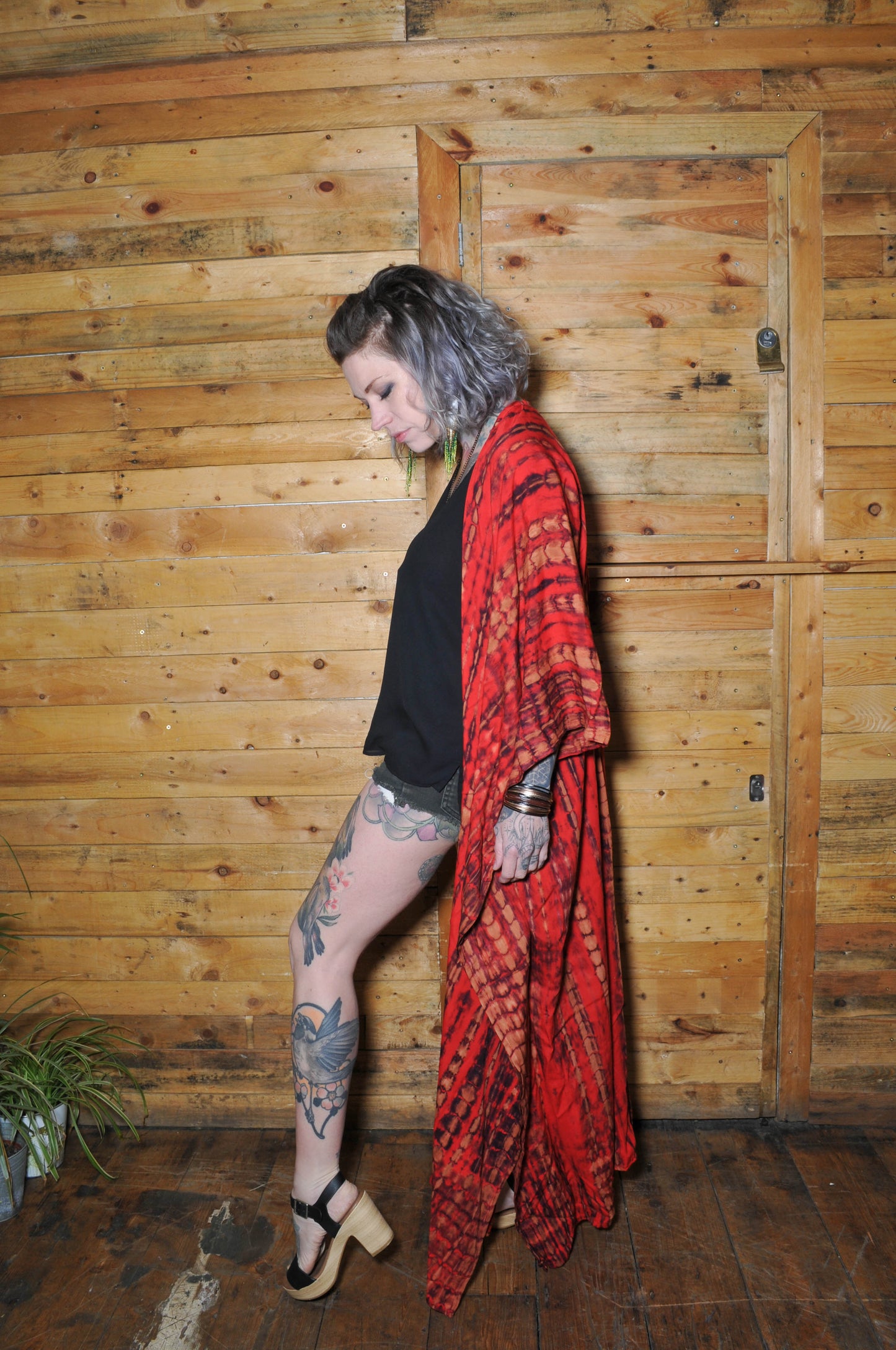 Tie Dye Kimono in Dusty Black