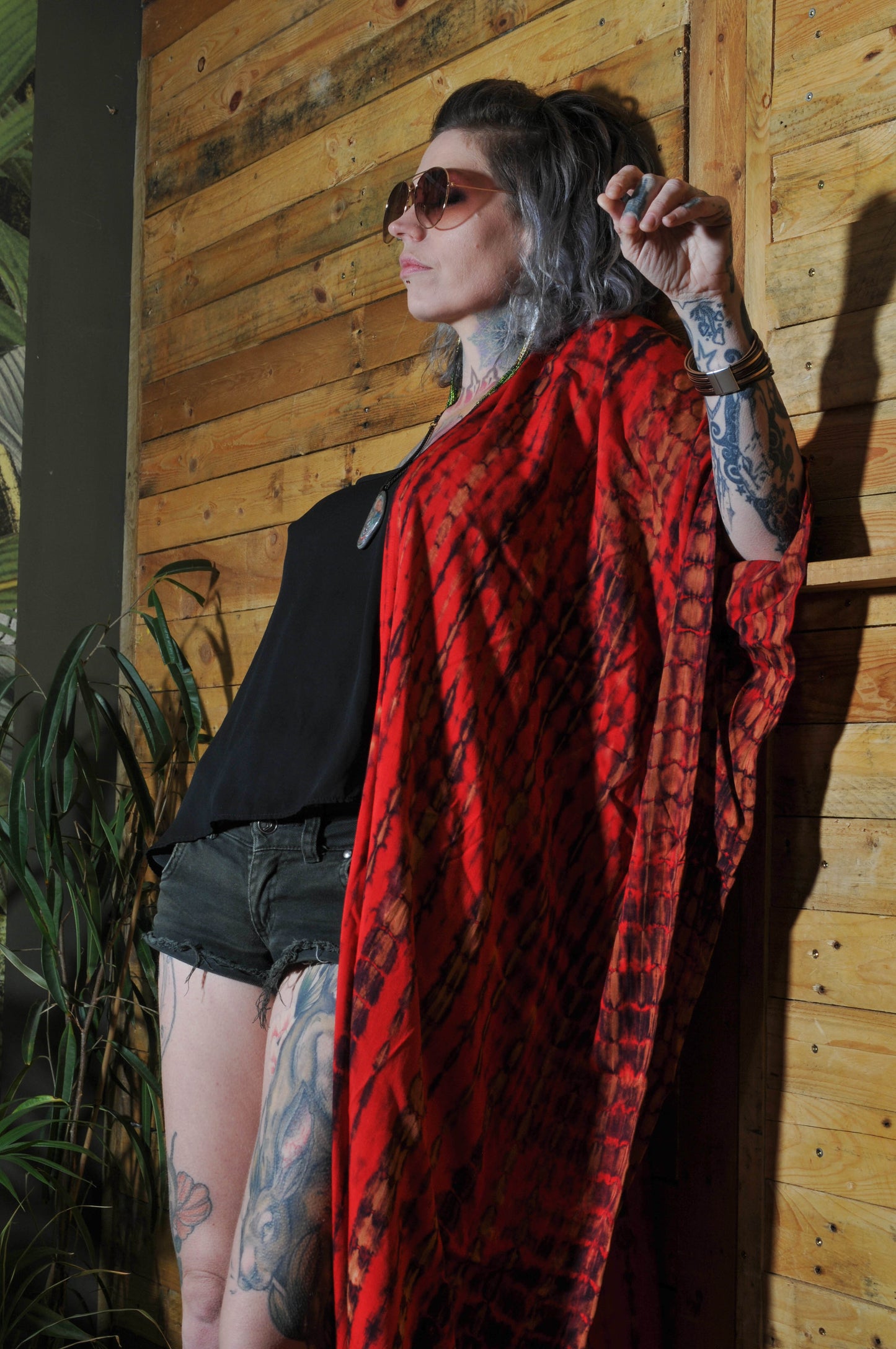 Tie Dye Kimono in Dusty Black