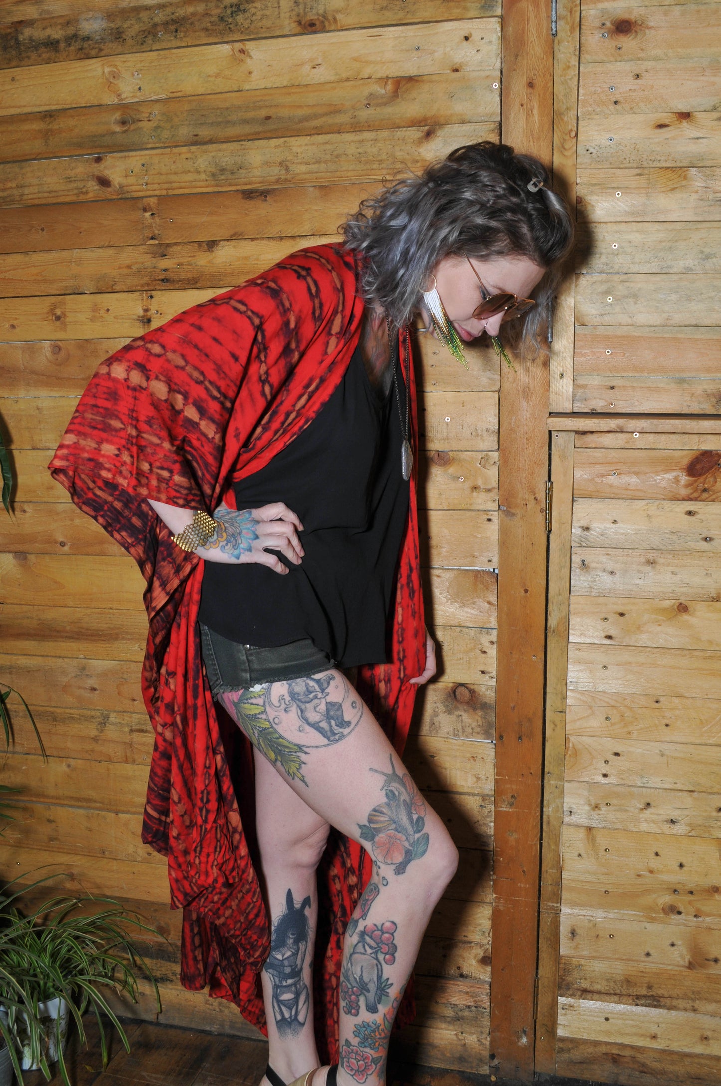 Tie Dye Kimono in Dusty Black