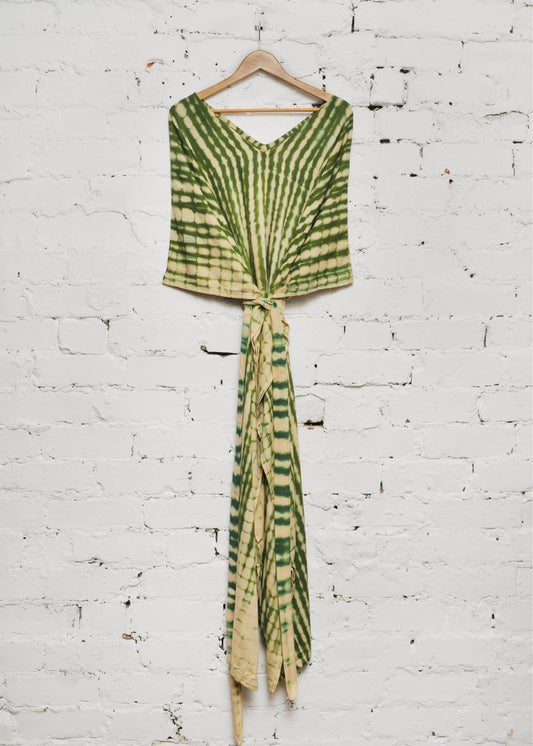 Kaftan Dress in Cream & Green