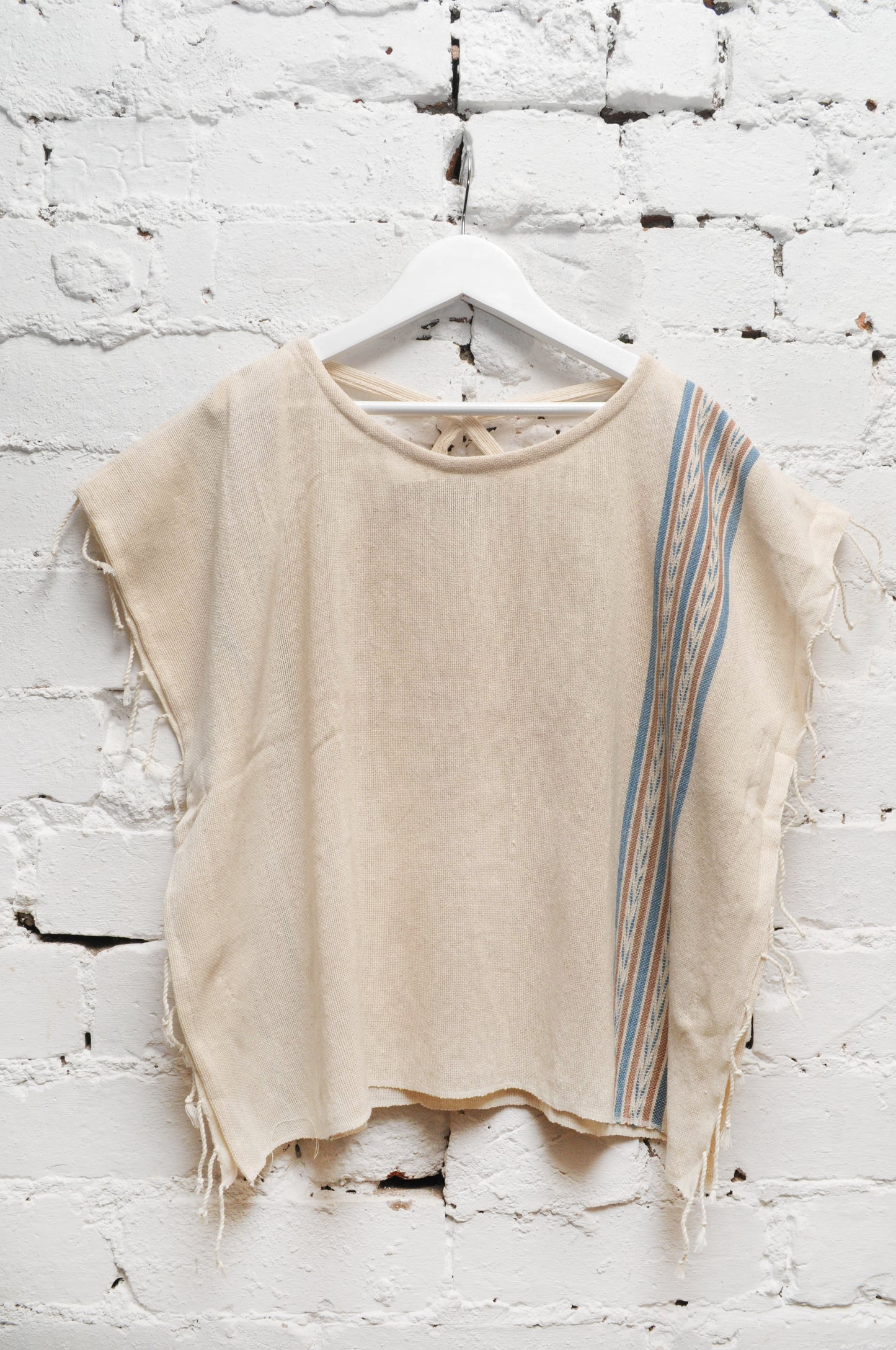 Organic Loom Crop Top with Blue Stripe