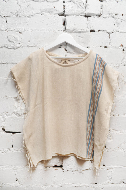 Organic Loom Crop Top with Blue Stripe