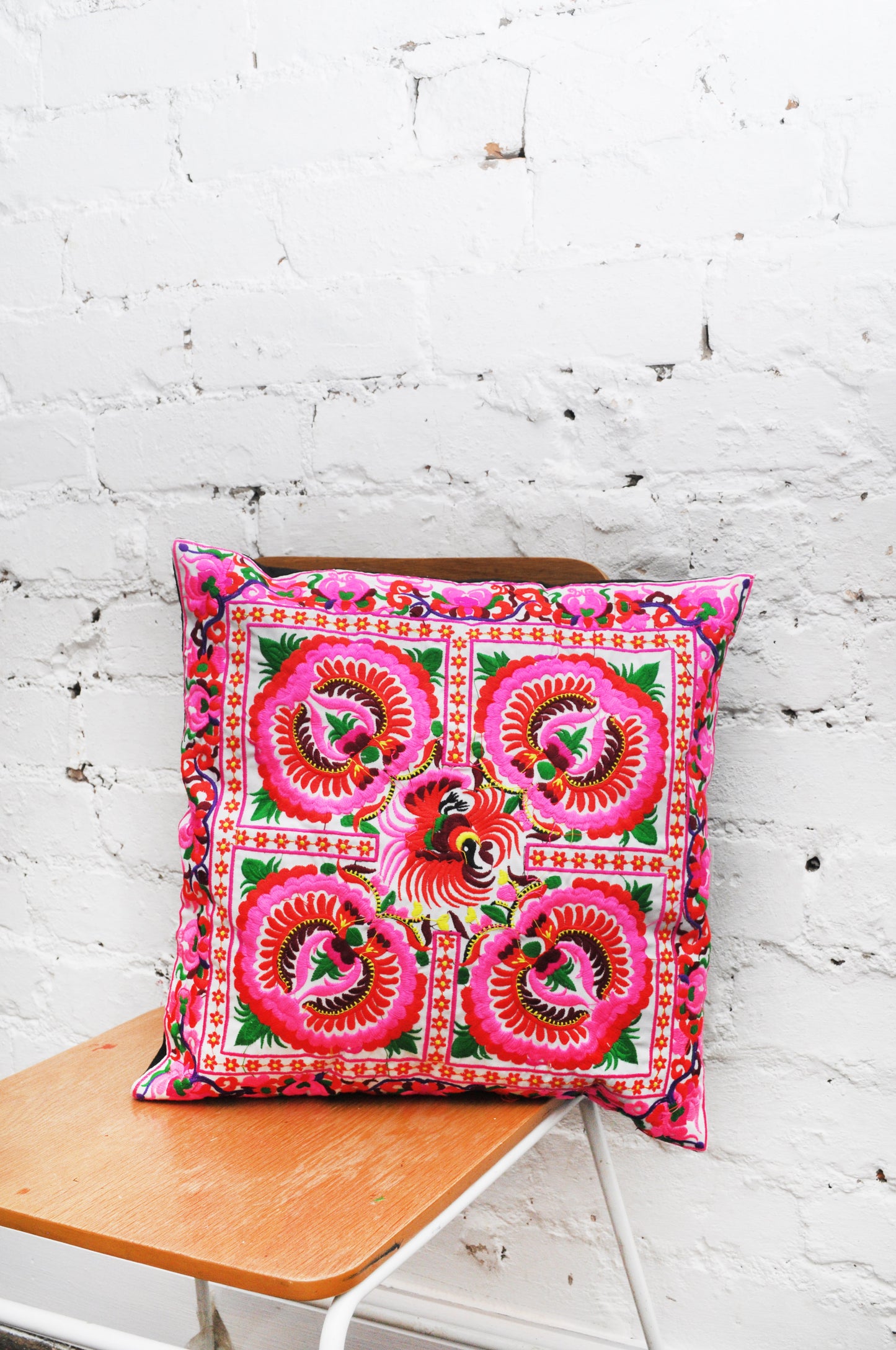Hill Tribe Cushion - Pink Bird