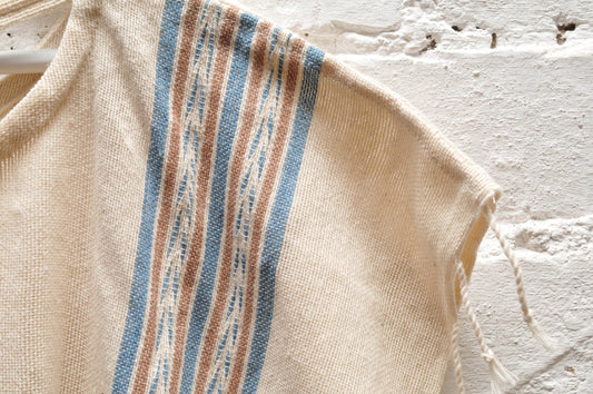 Organic Loom Crop Top with Blue Stripe