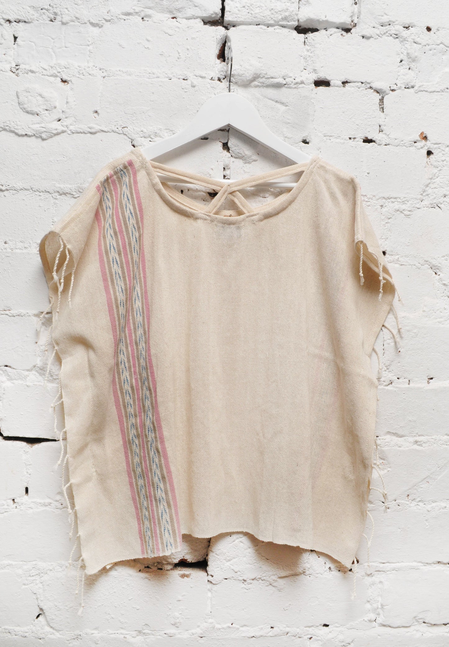 Organic Loom Crop Top with Pink Stripe