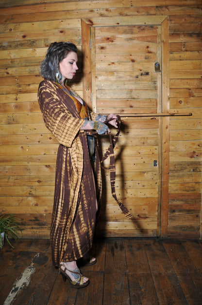 Tie Dye Kimono in Brown and Gold