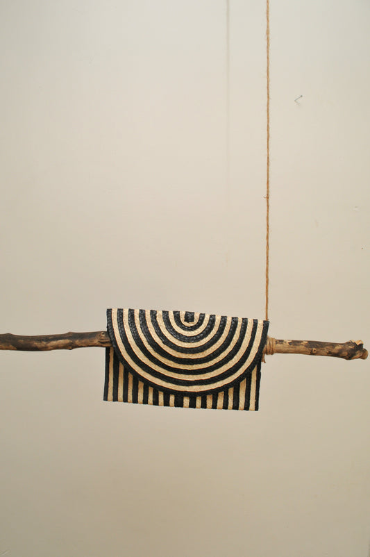 Black Straw Clutch Purse