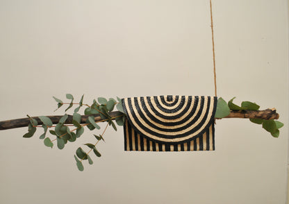 Black Straw Clutch Purse