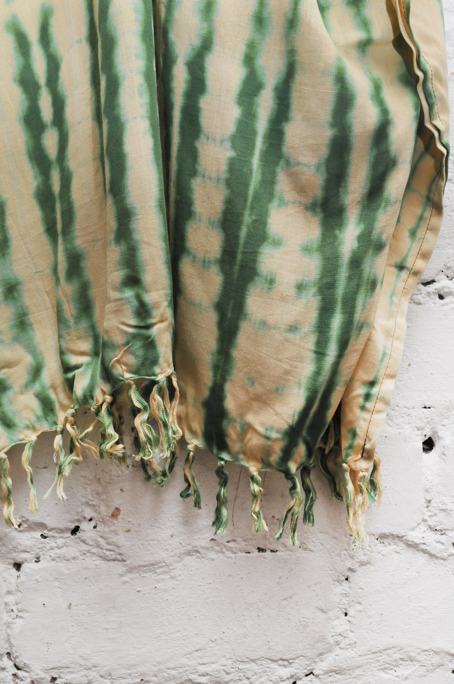 Fringed Cardigan in Cream & Green