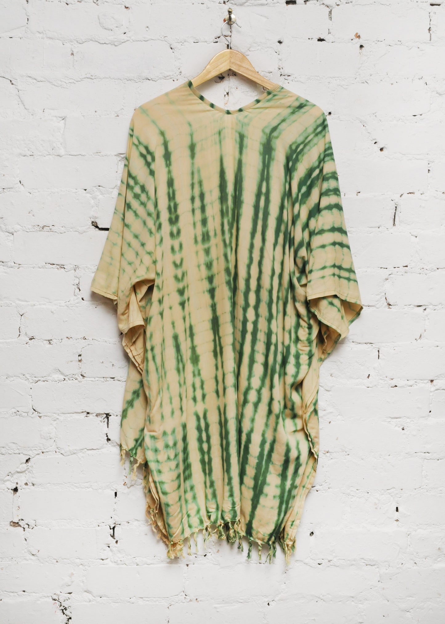 Fringed Cardigan in Cream & Green