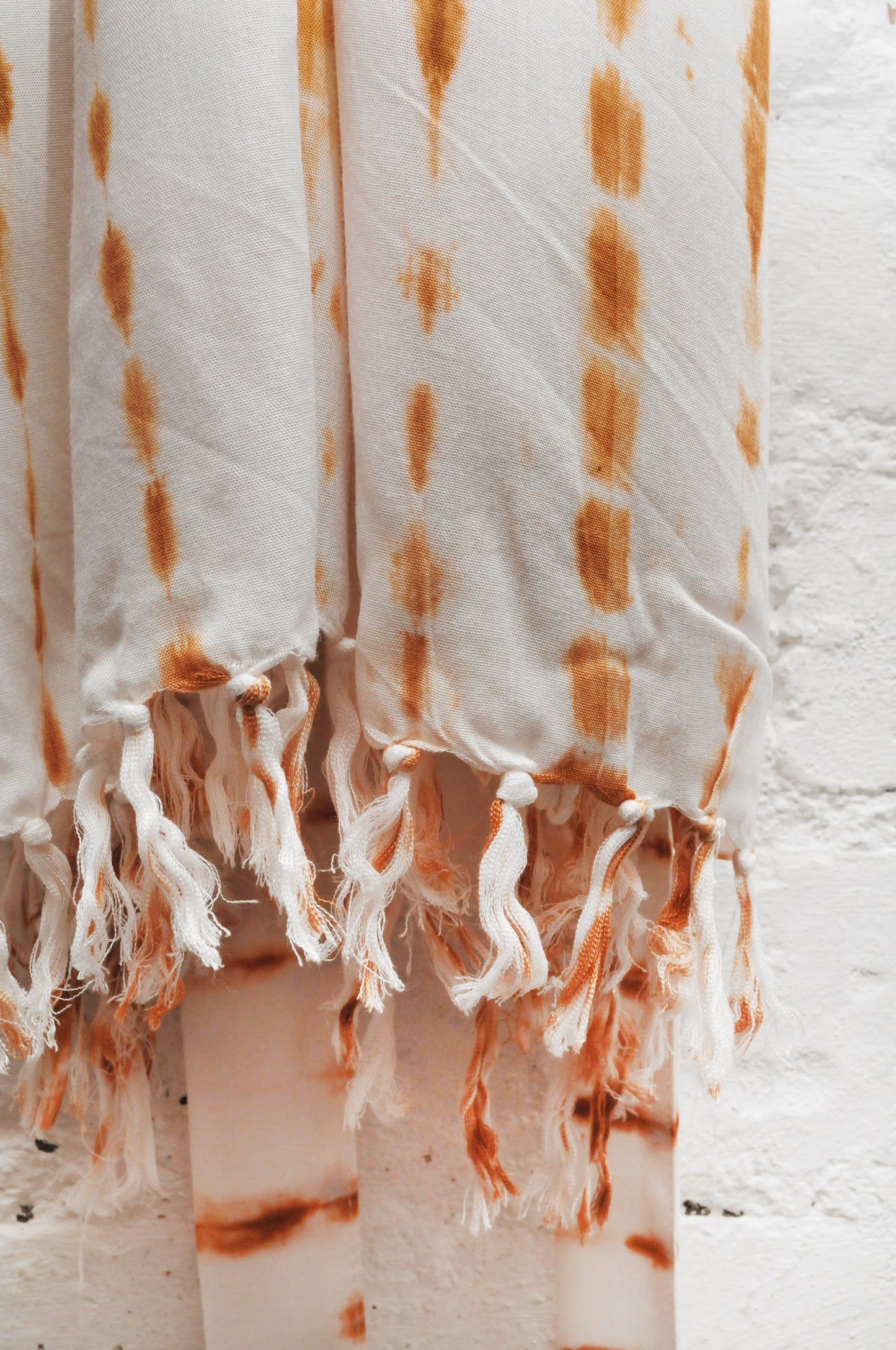 Fringed Cardigan in White & Brown