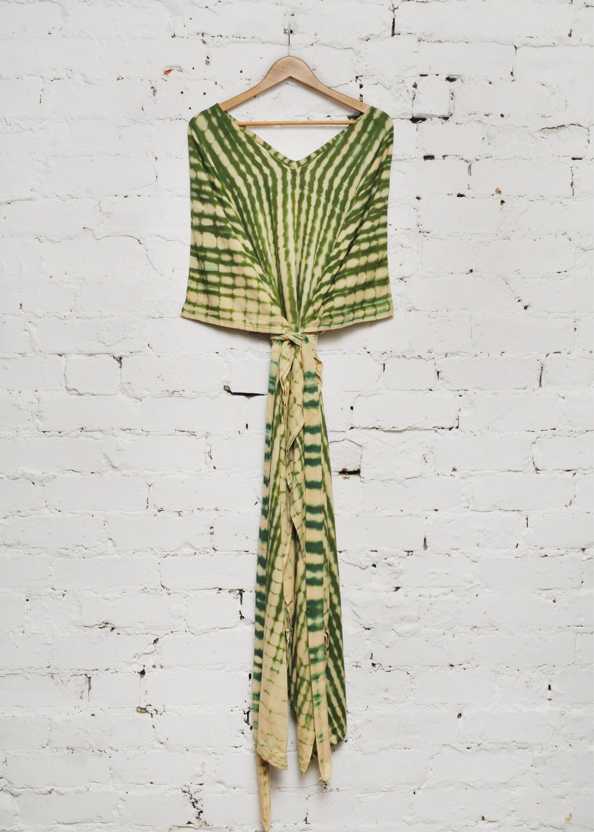 Kaftan Dress in Cream & Green | Bohemian Summer Dress
