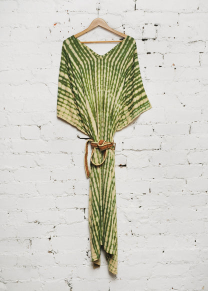 Kaftan Dress in Cream & Green