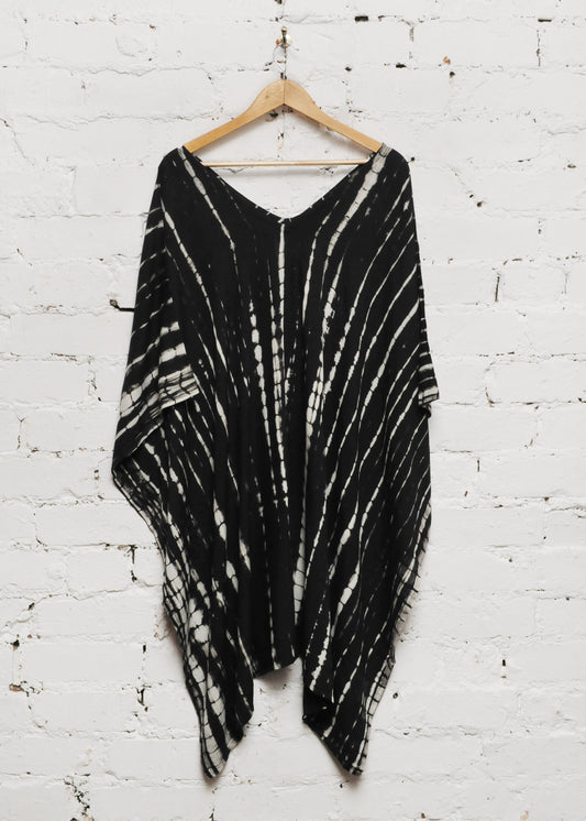Midi Kaftan Dress in Black & White