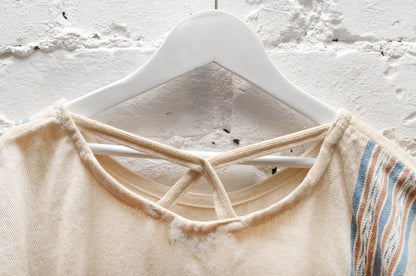 Organic Loom Crop Top with Blue Stripe