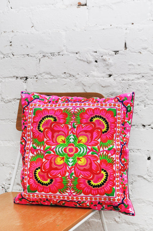Hill Tribe Cushion - Pink Floral