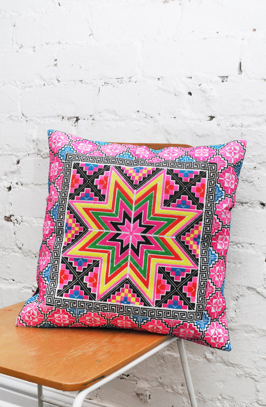 Hill Tribe Cushion - Pink Star