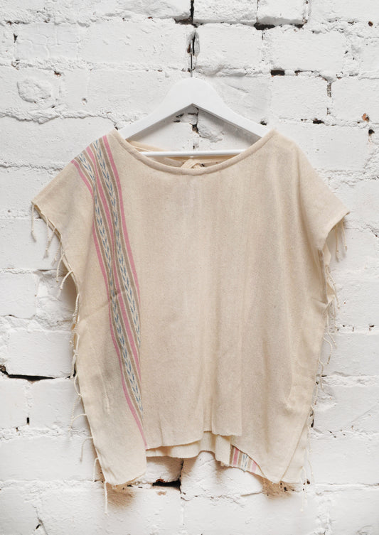 Organic Loom Crop Top with Pink Stripe