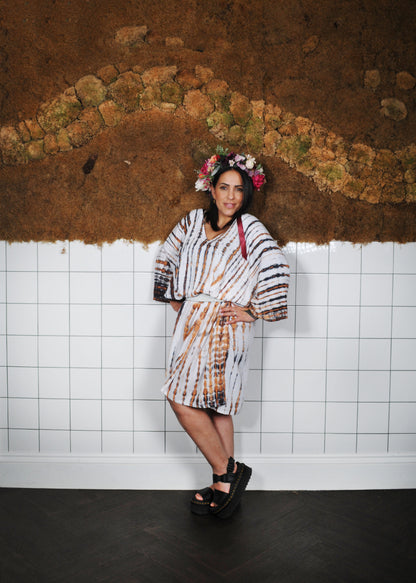 Midi Kaftan Dress in Dusky Pink